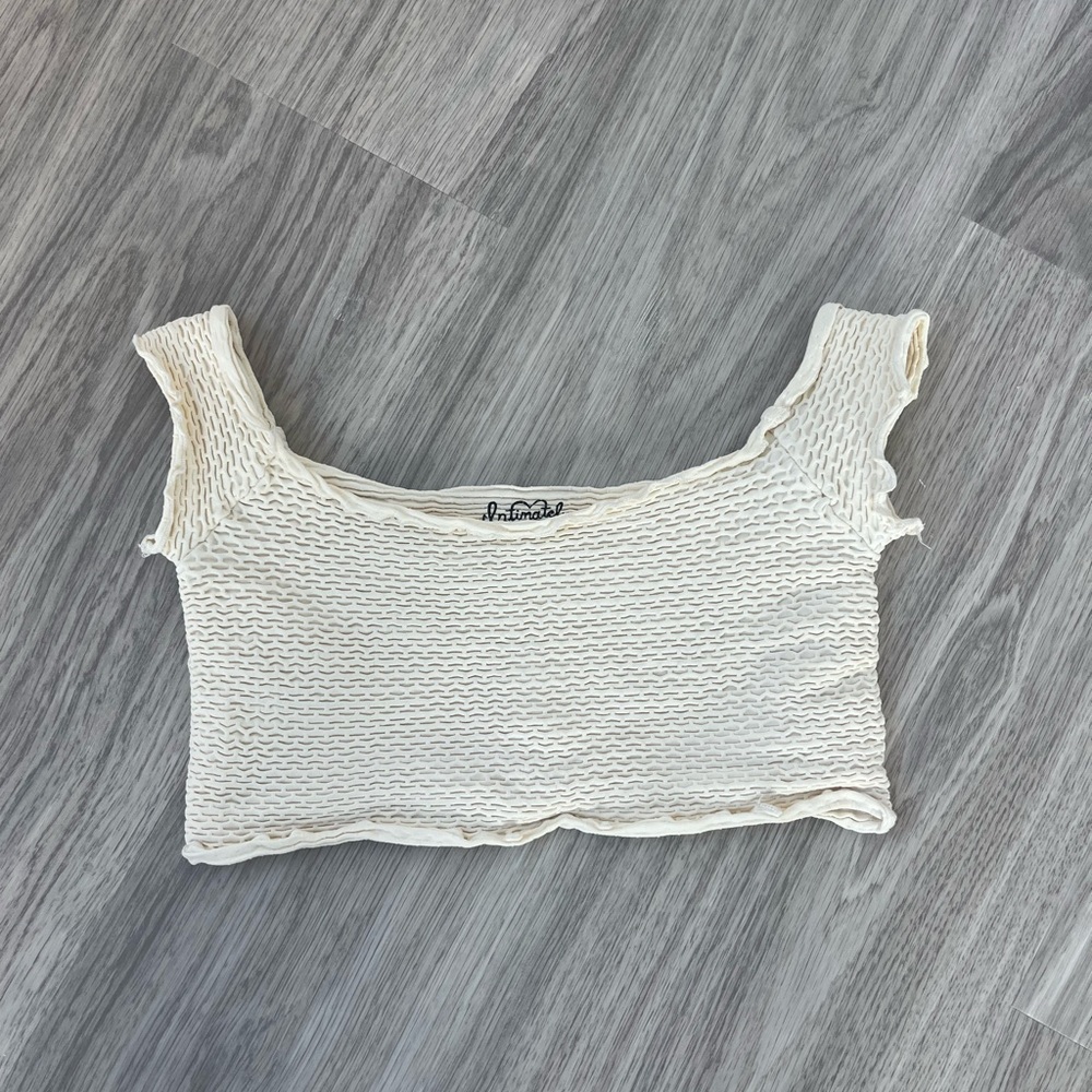 Free People cream off the shoulder crop top bralette